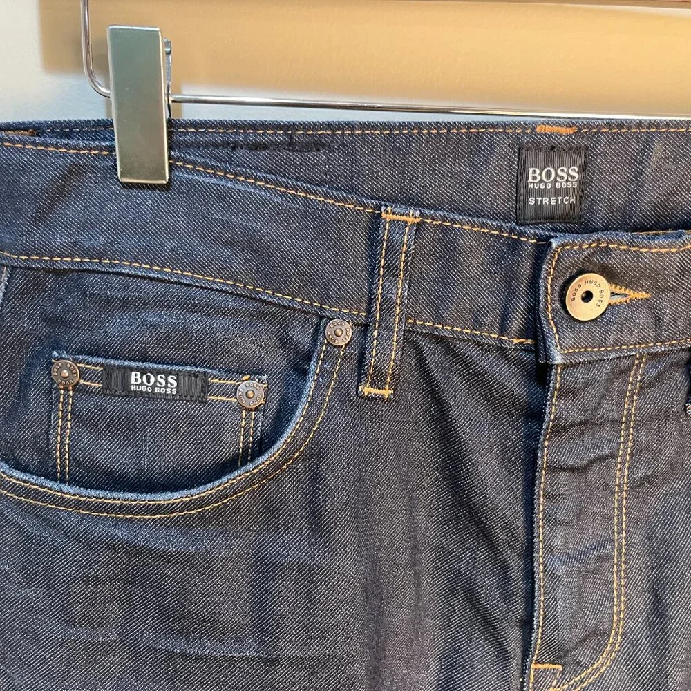 👖 Hugo Boss Men’s Dark Blue Slim Stretch Jeans 30x32 Elastane Blend 🔥